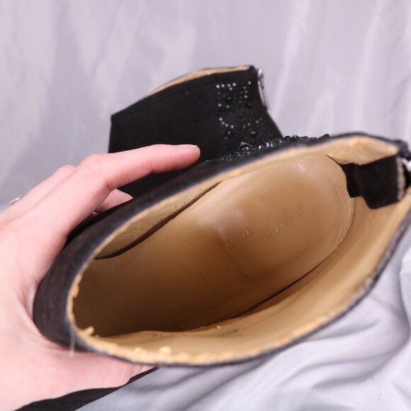 Zara Black Studded Embellished Block Heel Ankle Boots Booties Size 38 - Picture 4 of 14